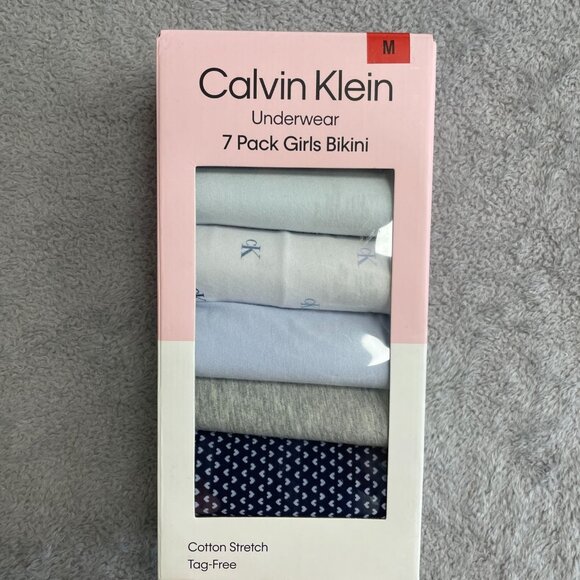 NEW Calvin Klein  Girls M Bikini Underwear 7 Pack Cotton Stretch Multicolor - Picture 1 of 4